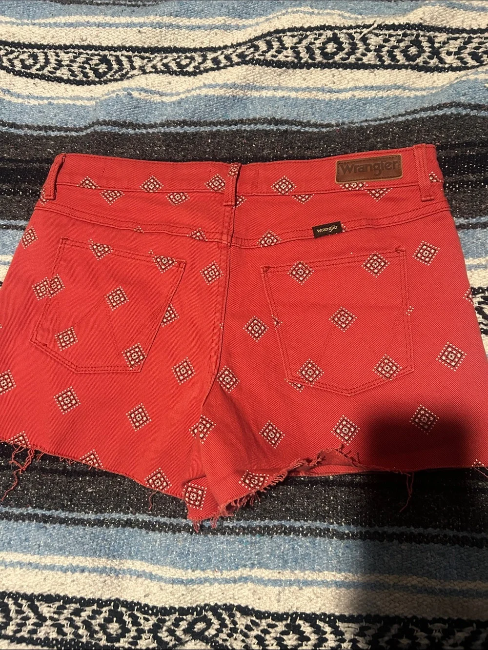 Wrangler Red Printed Cutoff Denim Shorts - Picture 4 of 4